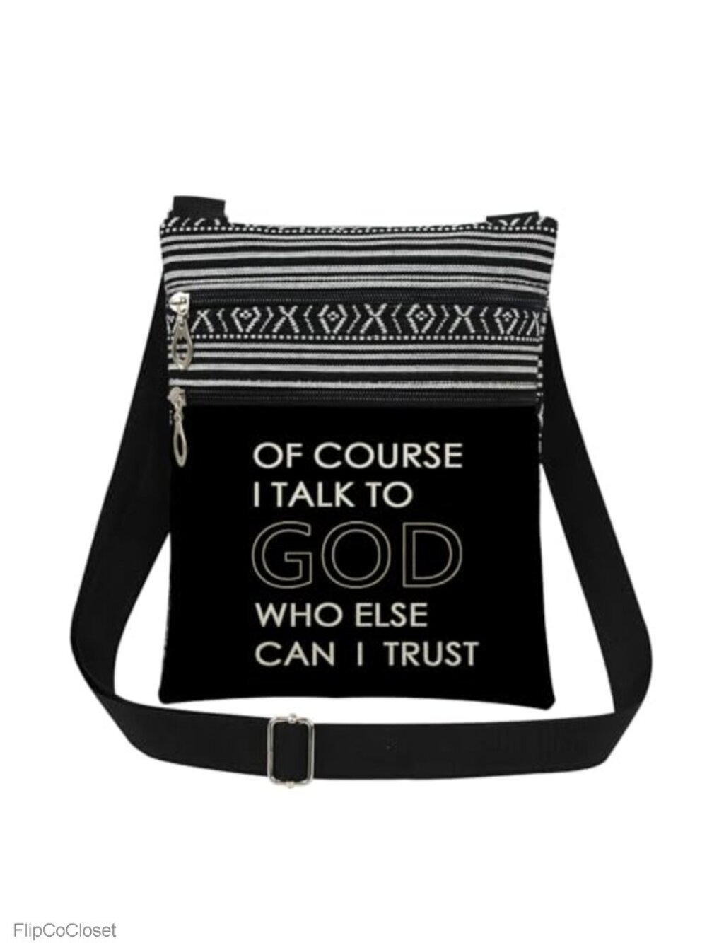Polyester Crossbody Bag Adjustable Strap Double Zipper Daily Use Purse